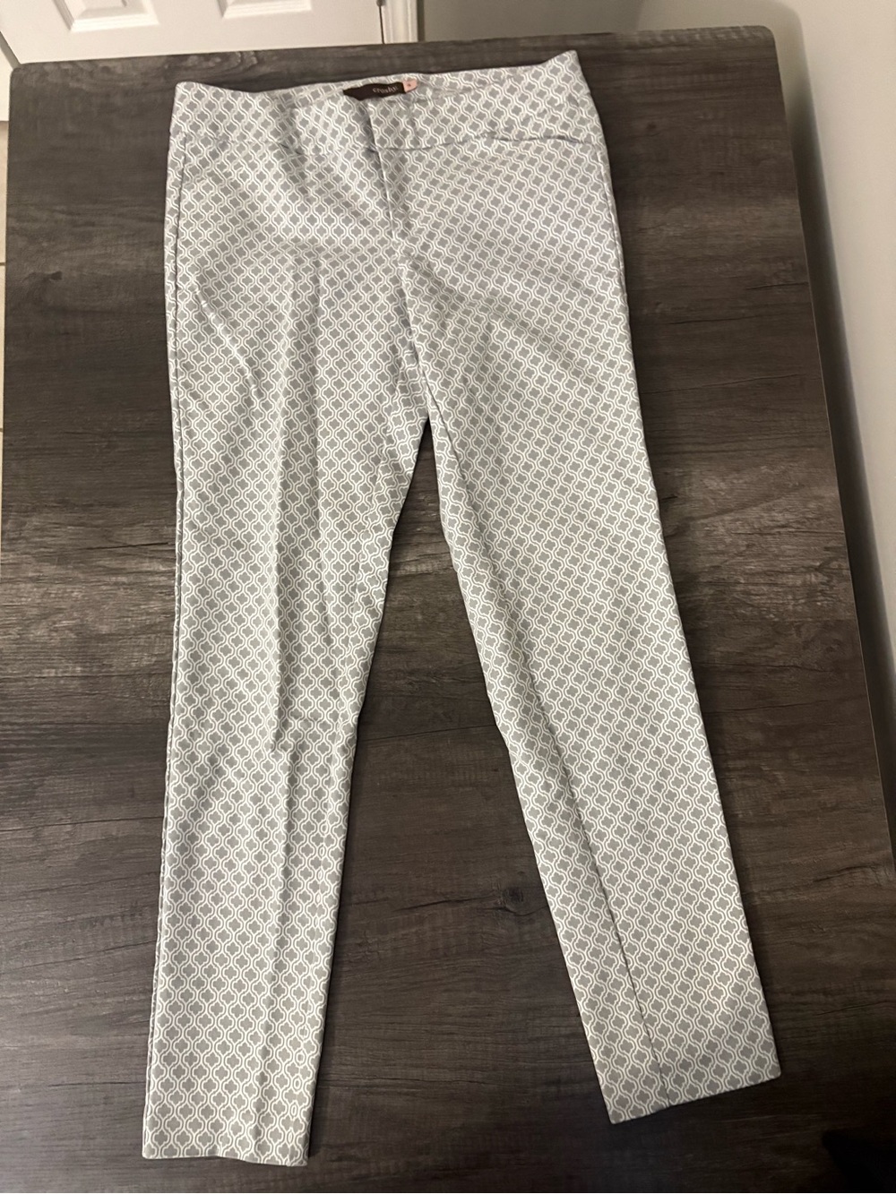 crosby. White & Grey Geometric Pattern Pants